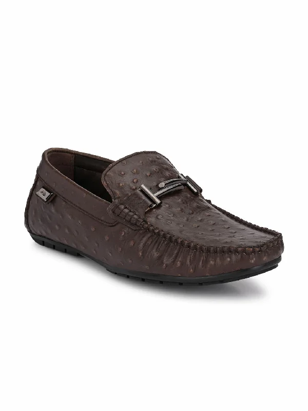 HITZ7605 Men's Brown Leather Casual Slip-On Shoes