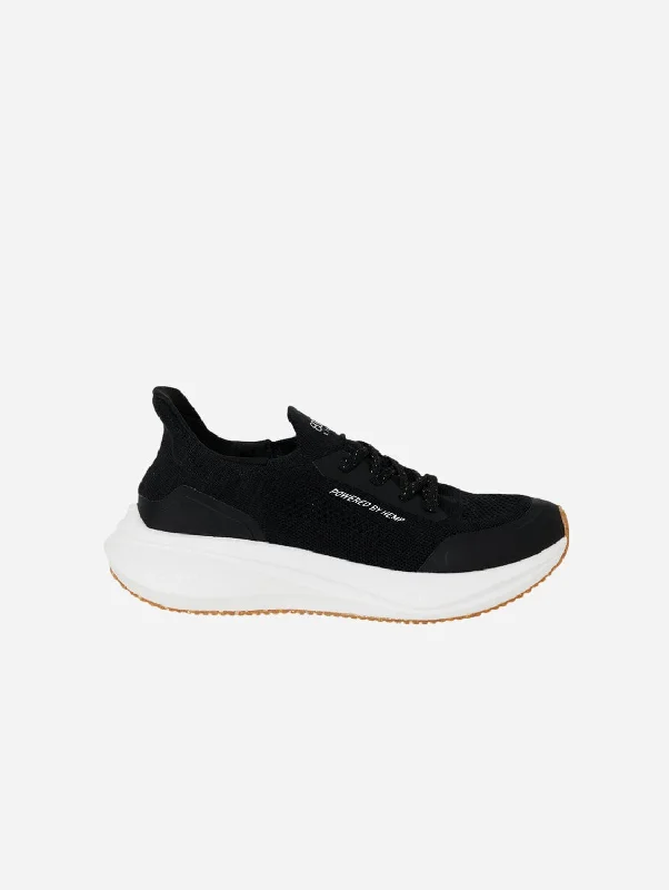 Runners Women's Hemp Leather Trainers | Black & White