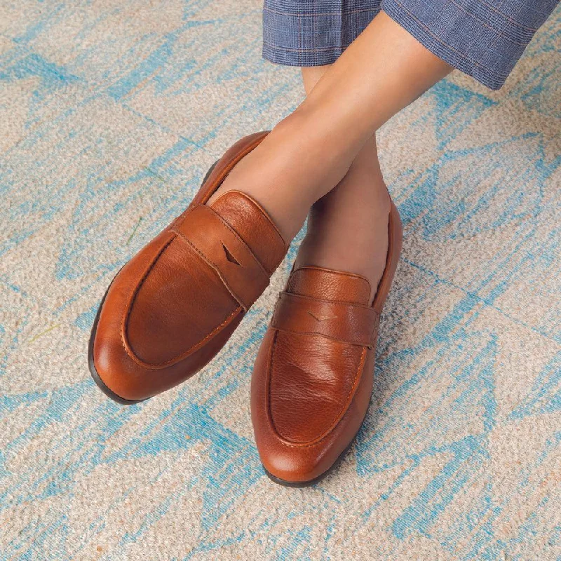 The Douce Tan Men's Leather Penny Loafers Tresmode