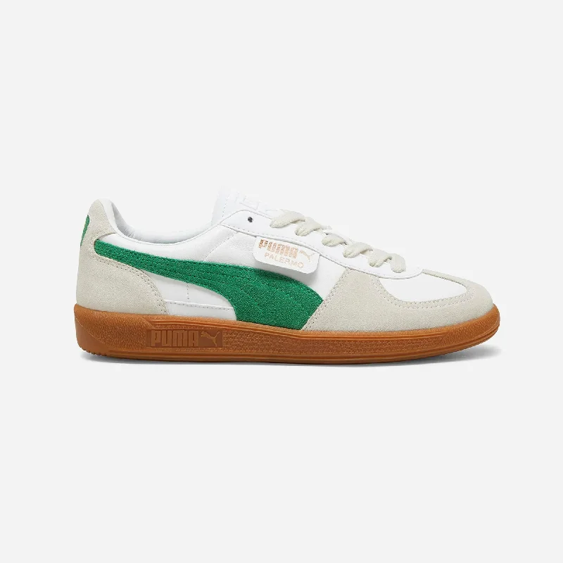 Puma Palermo Lth Unisex Sneakers White-Vapor Gray-Archive Green