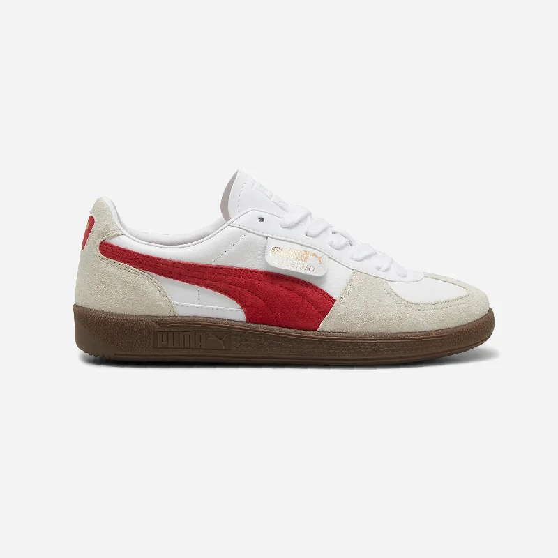 Puma Palermo Lth Unisex Sneakers White-Vapor Gray-Club Red