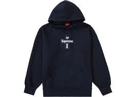 Supreme Cross Box Logo Hooded Sweatshirt Navy